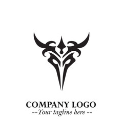 Head of Vampire Logo Symbol in Black on the White Background with Gothic Horror Vector Design