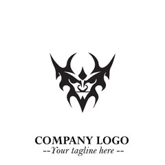 Head of Vampire Logo Symbol in Black on the White Background with Gothic Horror Vector Design
