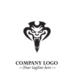 Head of Vampire Logo Symbol in Black on the White Background with Gothic Horror Vector Design