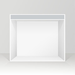 Exhibition stand for mockup. Blank rectangle room for trade show isolated vector render. 
