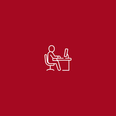 Person work in computer icon flat vector design