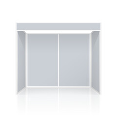 Exhibition stand for mockup. Blank rectangle room for trade show isolated vector render. 
