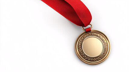 Stunning gold medal with vibrant red ribbon signifying victory and achievement