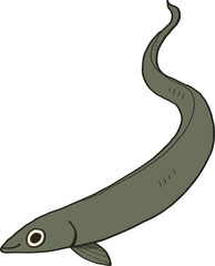 Cartoon Illustration of an Eel
