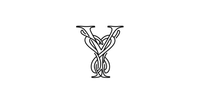 Elegant intertwined letter Y in minimalist design symbolizes unity and connection