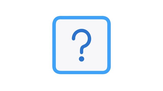 Blue question mark in rounded square, problem solving concept
