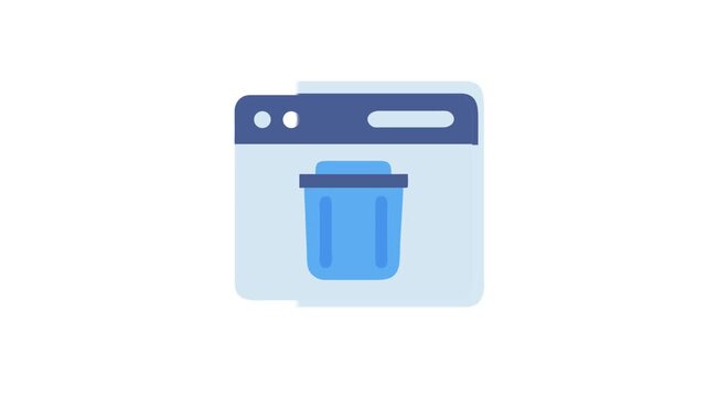 Browser window with delete bin for website maintenance