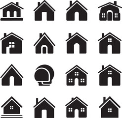 Home house icons vector set. real estate and property symbols.