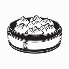 Asian Food Chinese Dim Sum Image Vector isolated on white background