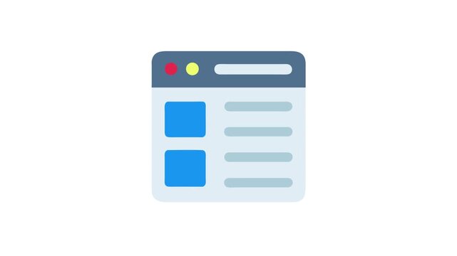 Flat design icon of a generic website interface view