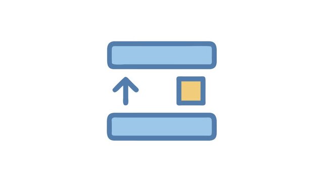 Stock image icon displaying sorting up with square element