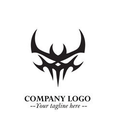 Head of Vampire Logo Symbol in Black on the White Background with Gothic Horror Vector Design