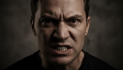 Obraz premium Angry man expressing intense emotion concept of frustration rage and human reaction under stress used in psychological or emotional communication themes