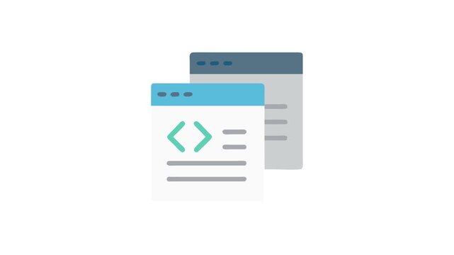 Stylized website interface illustration with code symbol on screen