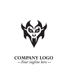 Head of Vampire Logo Symbol in Black on the White Background with Gothic Horror Vector Design