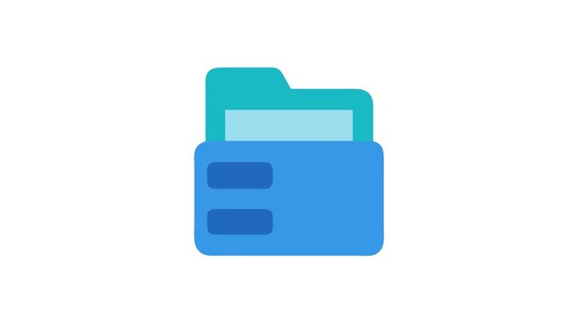 Flat Animation icon illustration of a blue file folder