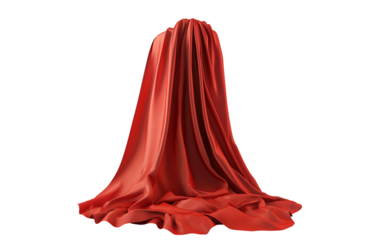 Smooth Red Curtain Folded Fabric Isolated on Transparent Background