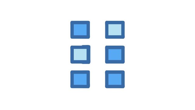 UI icon: six square grid layout in blue tones