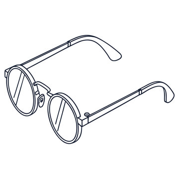 Round eyeglasses line art illustration