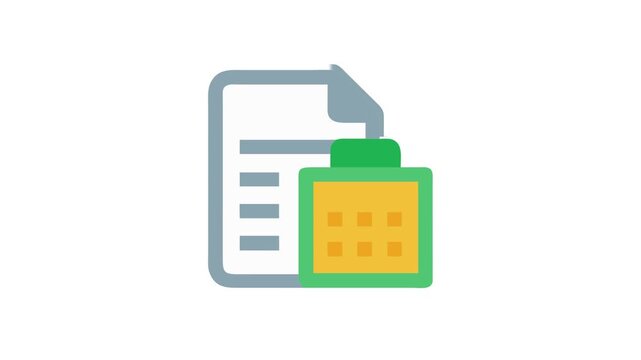 Document and calendar icon illustration on solid White Background