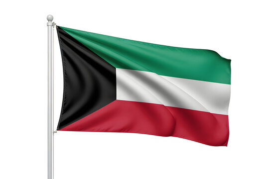 Proudly waving Kuwaiti flag on flagpole symbolizing national pride and heritage for patriotic celebrations and events
