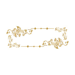 Ornament element vintage gold frame floral decorative isolated
