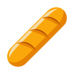 Yellow vector illustration of a baguette loaf with cuts on top