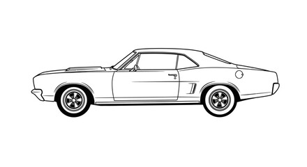 Fototapeta premium Classic muscle car vector illustration showcasing the streamlined design and power of the era