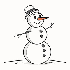 Cute cartoon snowman wearing a hat and waving