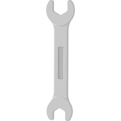 Silver Metal Open End Wrench Tool With Double Sided Jaw For Mechanical Repairs Isolated On White Background