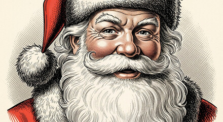 Detailed vintage engraving portrait of Santa Claus