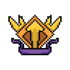 Fototapeta premium Pixel art level up award badge game asset vector