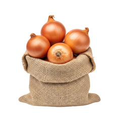 Bag of Onions Isolated on Transparent Background