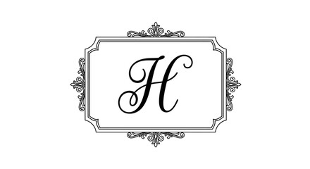 Elegant letter H monogram with vintage frame design for branding and decorations