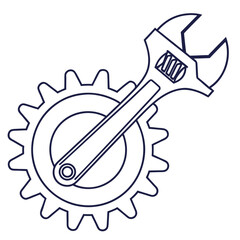Adjustable wrench and gear icon