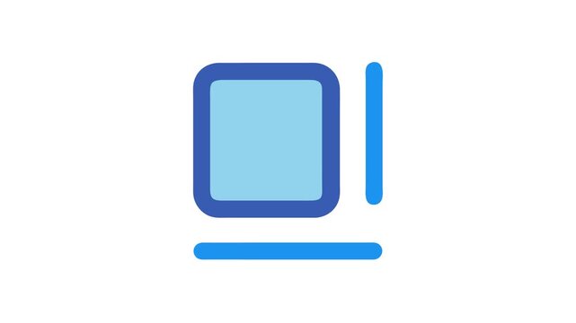 Graphic blue layout icon with square and lines