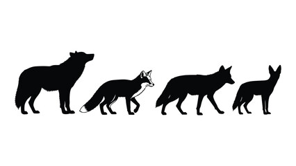Canine silhouettes collection isolated on white background, Vector