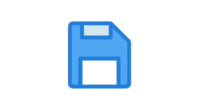 Iconic blue floppy disk for storage media representation