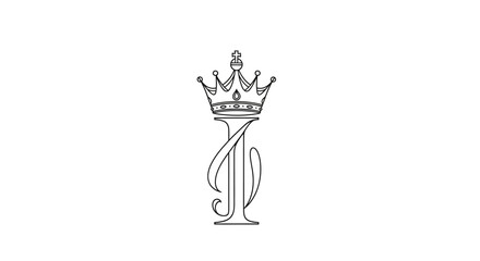 Elegant initial monogram design featuring stylized letter I topped by royal crown illustration