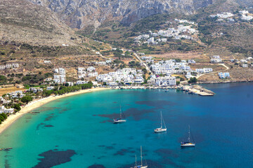 Obraz premium Aegiali, a touristic village on the island of Amorgos in Greece. Cyclades, Greece
