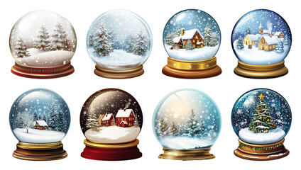 PNG Charming winter snow globe collection, transparent background