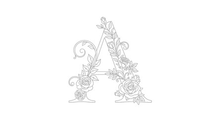 Elegant floral letter A design incorporating roses and delicate leaves, a sophisticated monogram