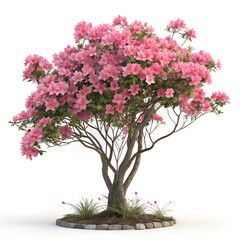 Fototapeta premium beautiful bush of garden azalea isolated on a transparent background
