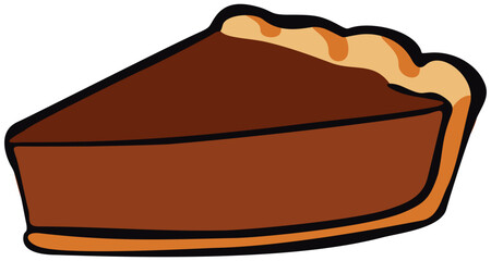 Classic Chocolate Pie Illustration. Editable Color Vector