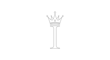 Elegant monogram design featuring the letter 'I' with a delicate crown accent adding regality