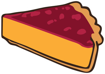 Cherry Pumpkin Pie Cute Dessert Vector. Editable Color Vector