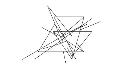 Geometric chaos in monochrome: A minimalist composition of triangles and lines on a clean canvas