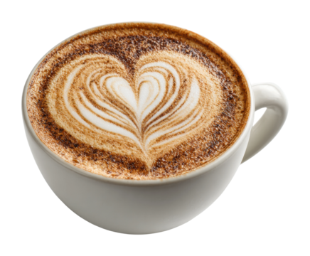 Crafting a cozy coffee heart design in a warm  atmosphere isolated on transparent background