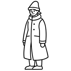 Person wearing a long winter coat and hat
