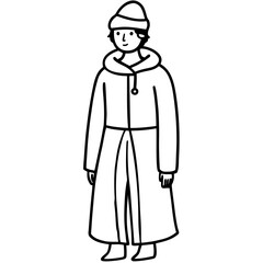 Person wearing a long coat and beanie